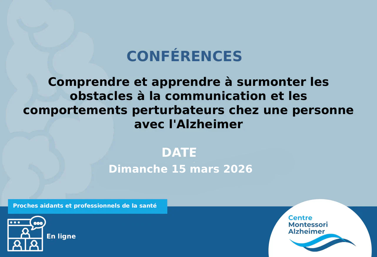 Centre Montessori Alzheimer Quebec conference dimanche 15 mars 2026
